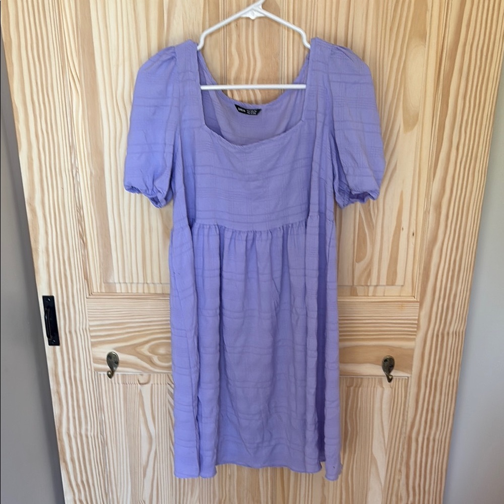 SHEIN Purple Puff Sleeve Midi Sundress